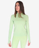maglia da running donna con zip a 1/4 imprun essenza colore verde primavera