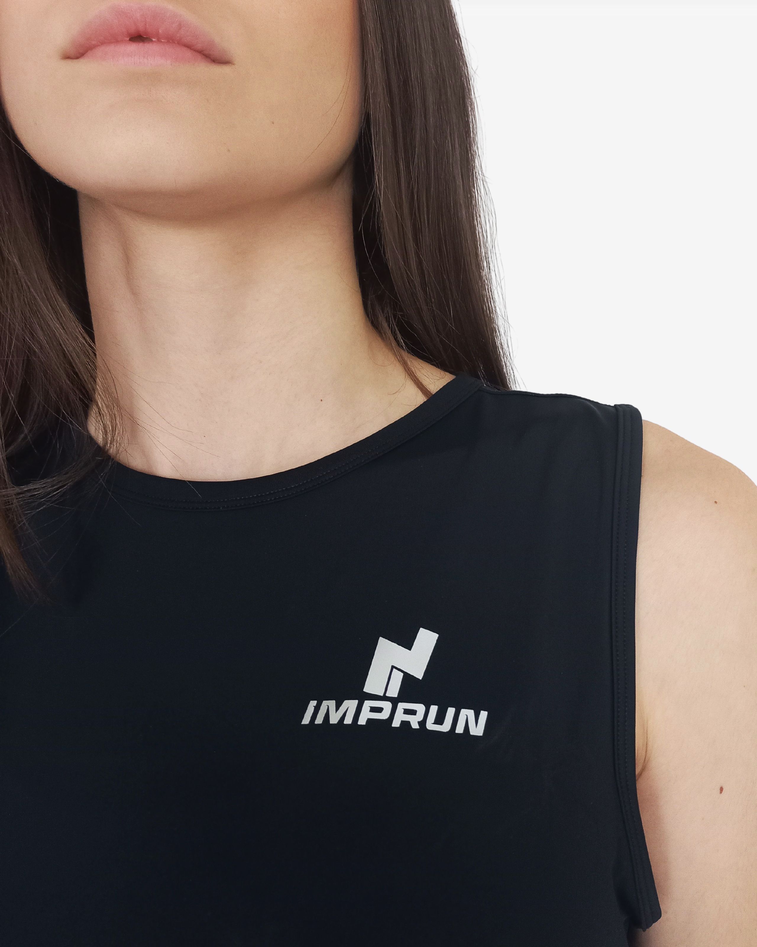 canotta corta da running imprun nuvola da donna dettaglio logo