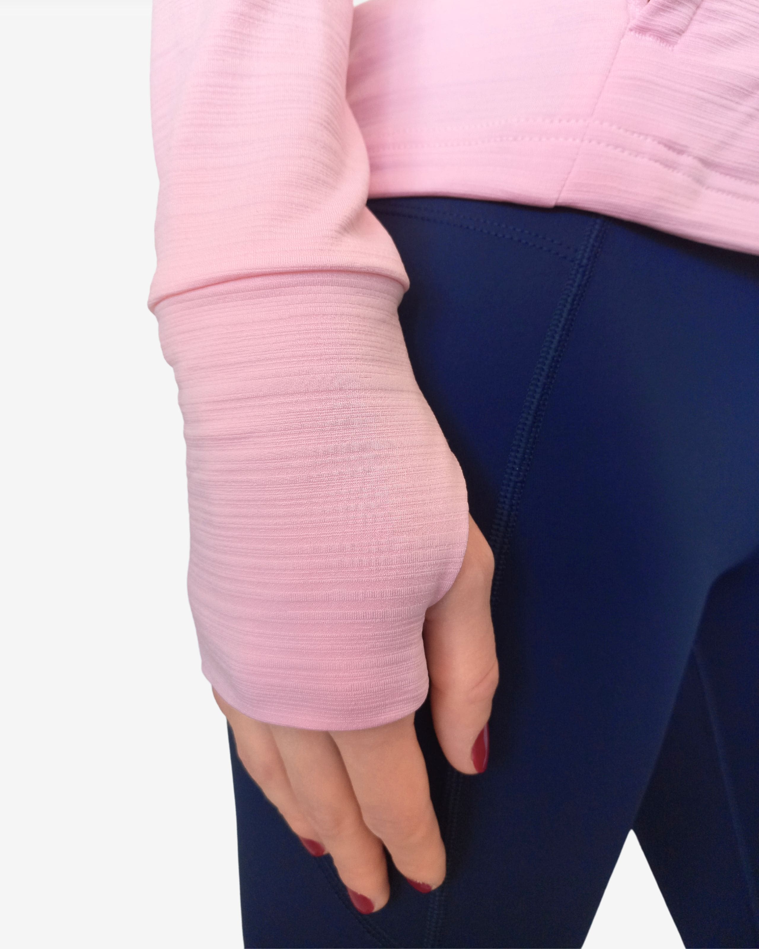 imprun capo mid layer da running con zip da donna colore rosa dettaglio manica