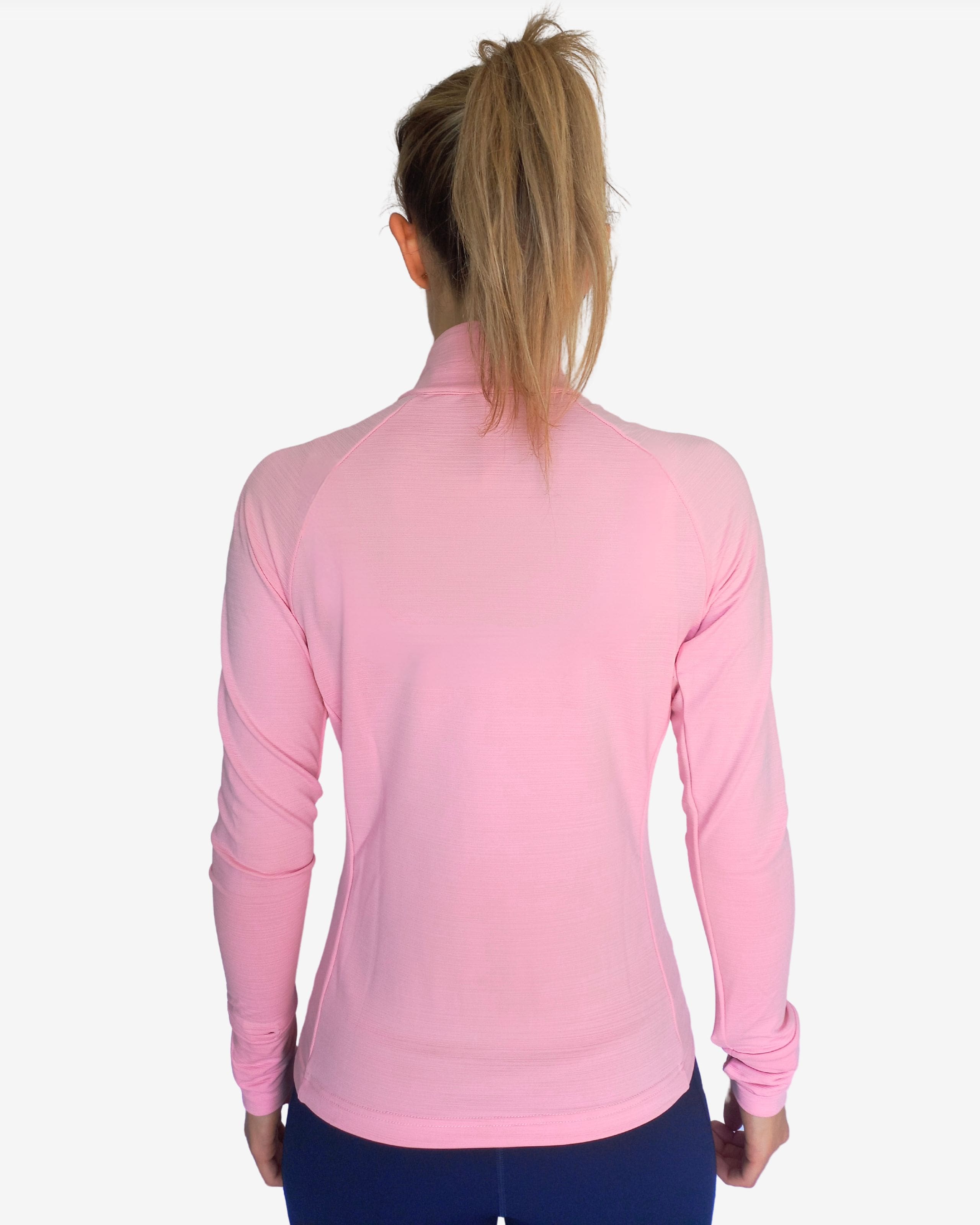 imprun capo mid layer da running con zip da donna colore rosa immagine posteriore
